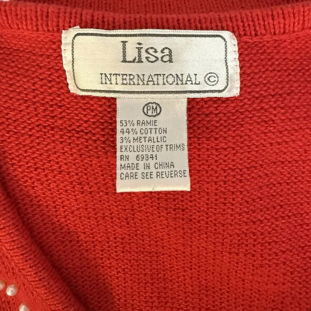 VTG Lisa International Sz PM Ugly Christmas Sweater Vest‎ Real Jingle Bells Snow